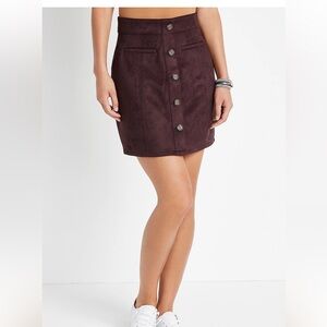 NWT Maurices Skirt 14 Purple Faux Suede Button Down High Rise